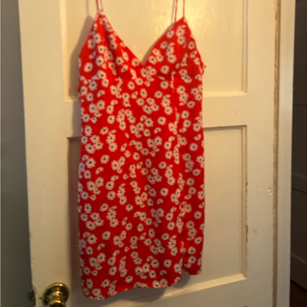 Forever 21 Red Dress with White Floral Design NWT